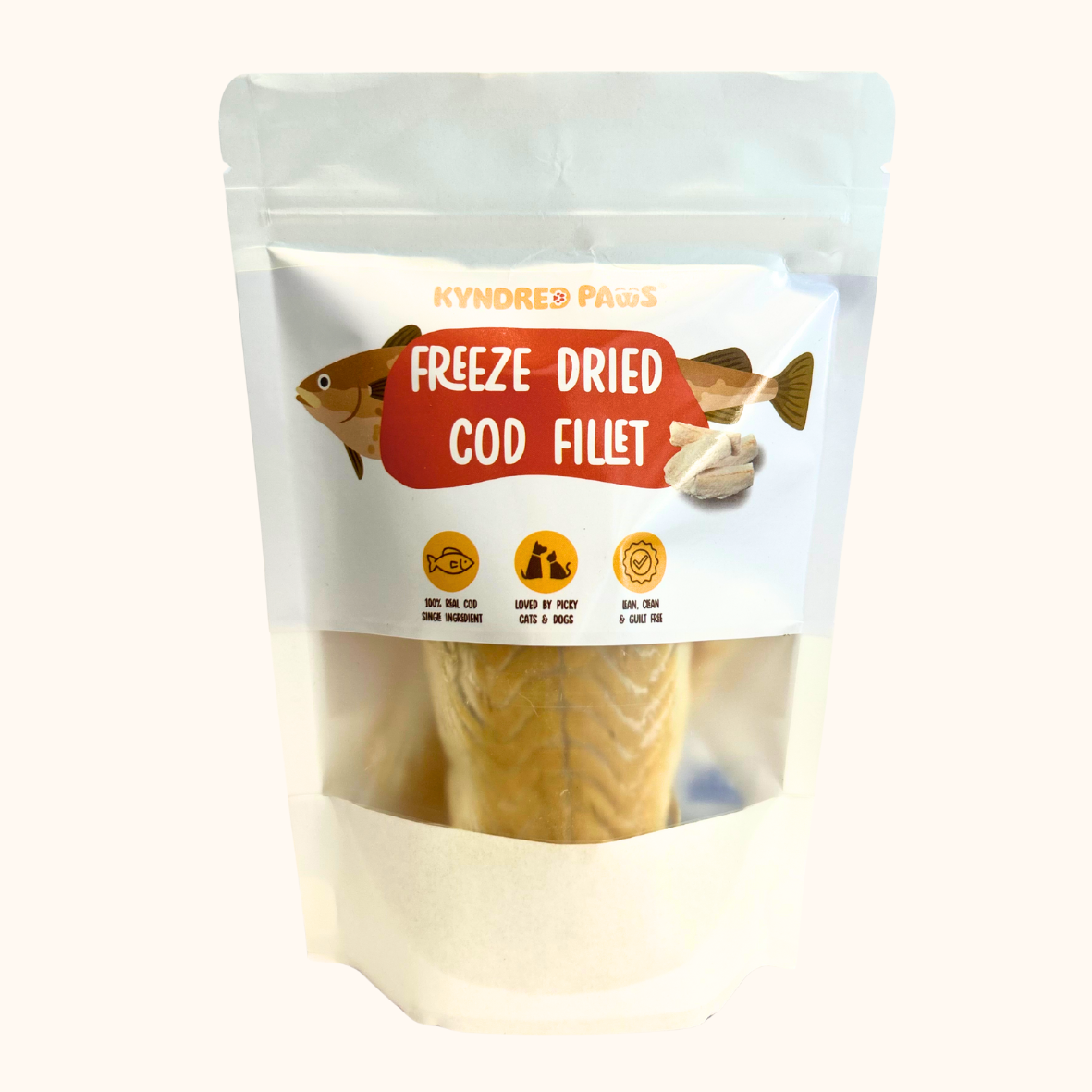 Kyndred Paws Freeze Dried Cod Fillet - Functional Treats for Cats & Dogs