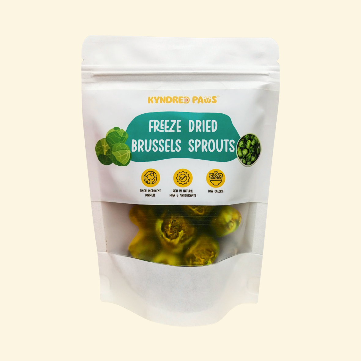 Kyndred Paws Freeze-Dried Brussels Sprouts for Dog & Cat Treats | Single Ingredient | Fiber-Rich