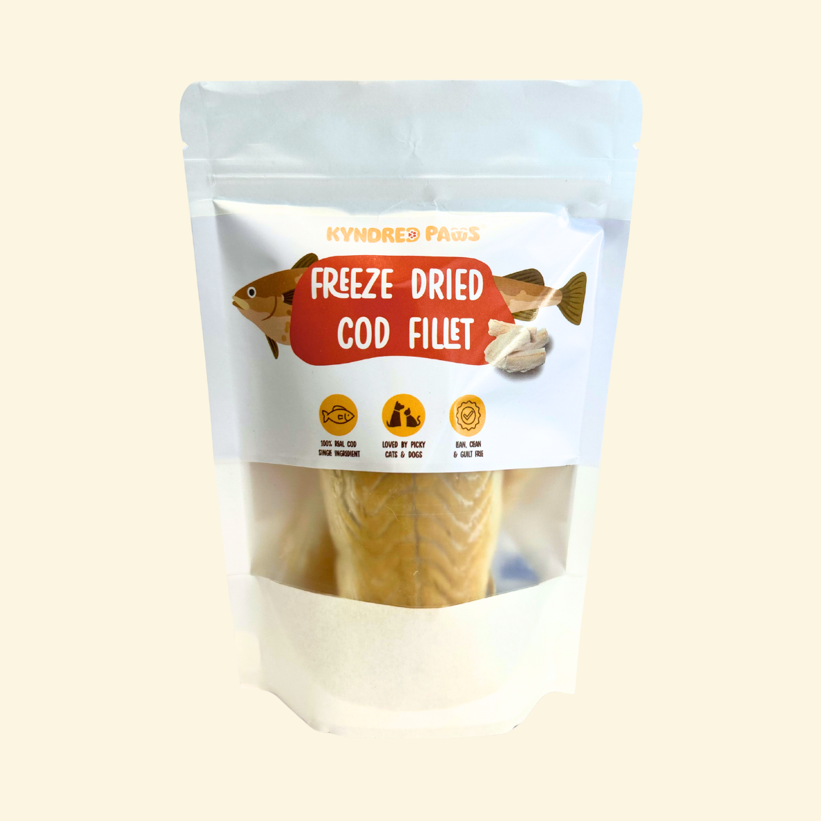 Kyndred Paws Freeze-Dried Cod Treats for Cats & Dogs | Single-Ingredient Seafood (Fillet & Cubes)
